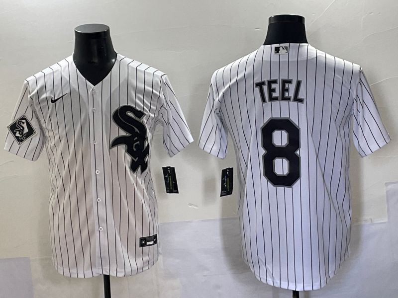 Men 2025 Chicago White Sox #8 Teel White Stripe Game Nike MLB Jersey style 2->chicago white sox->MLB Jersey